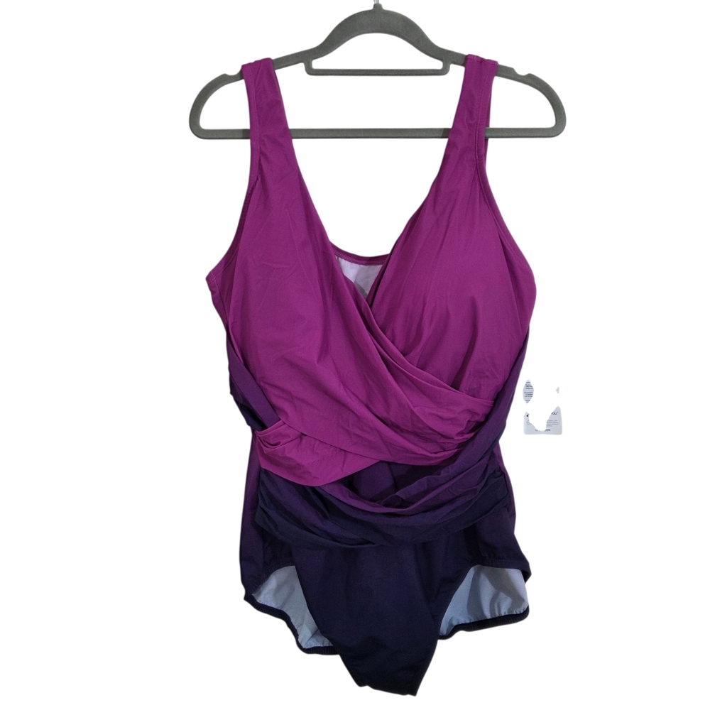 NWT Lands End SlenderSuit Swimsuit One Piece Ombre Purple Size 18W DDD F Shaping - Picture 2 of 11